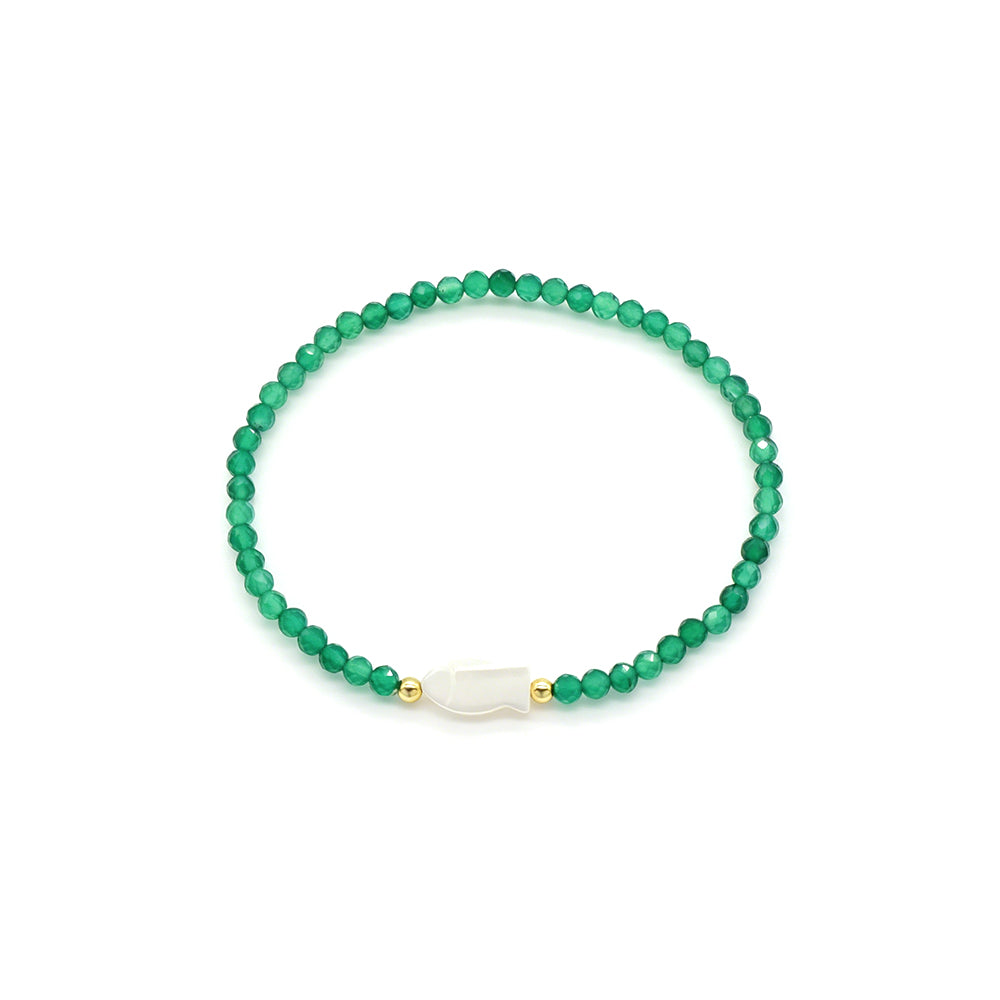 Handmade Customizable Natural Stone Beads Bracelet With Shell Fish Charm