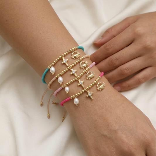 Handmade Customizable Miyuki Beads Bracelet With Pearl Brass Pendant