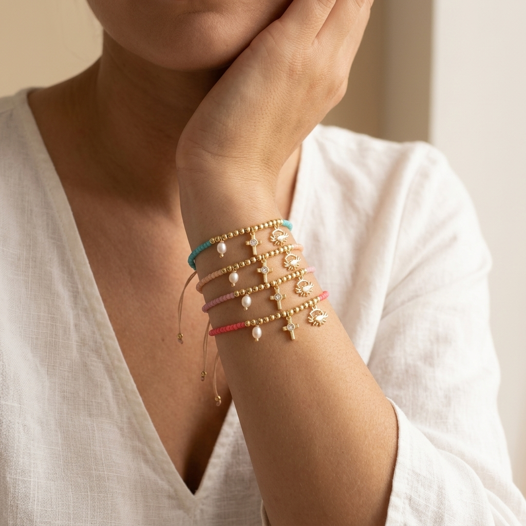 Handmade Customizable Miyuki Beads Bracelet With Pearl Brass Pendant