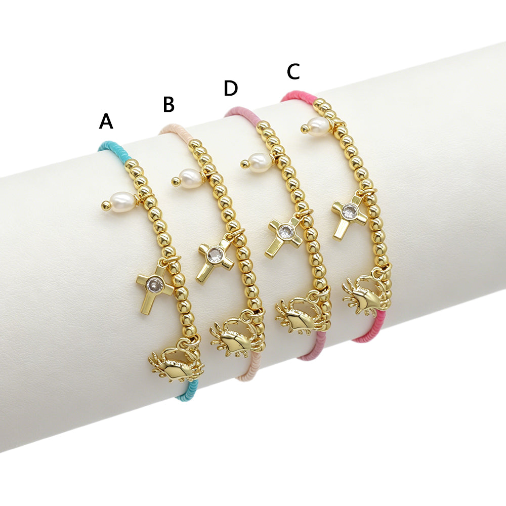 Handmade Customizable Miyuki Beads Bracelet With Pearl Brass Pendant