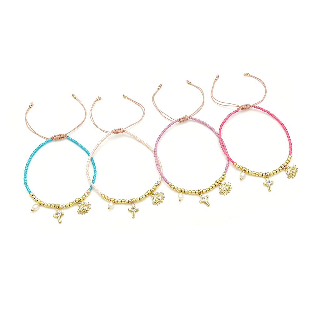 Handmade Customizable Miyuki Beads Bracelet With Pearl Brass Pendant