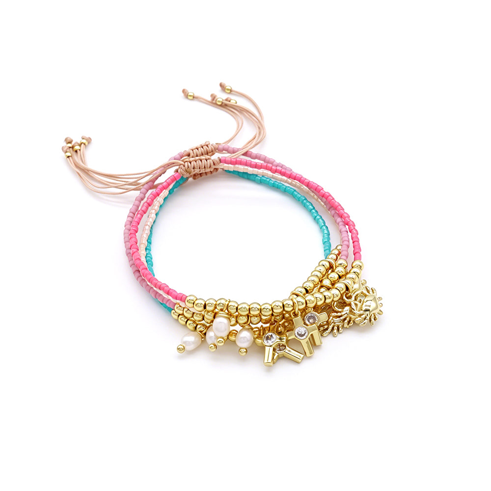 Handmade Customizable Miyuki Beads Bracelet With Pearl Brass Pendant