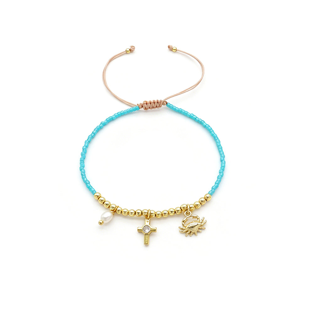 Handmade Customizable Miyuki Beads Bracelet With Pearl Brass Pendant