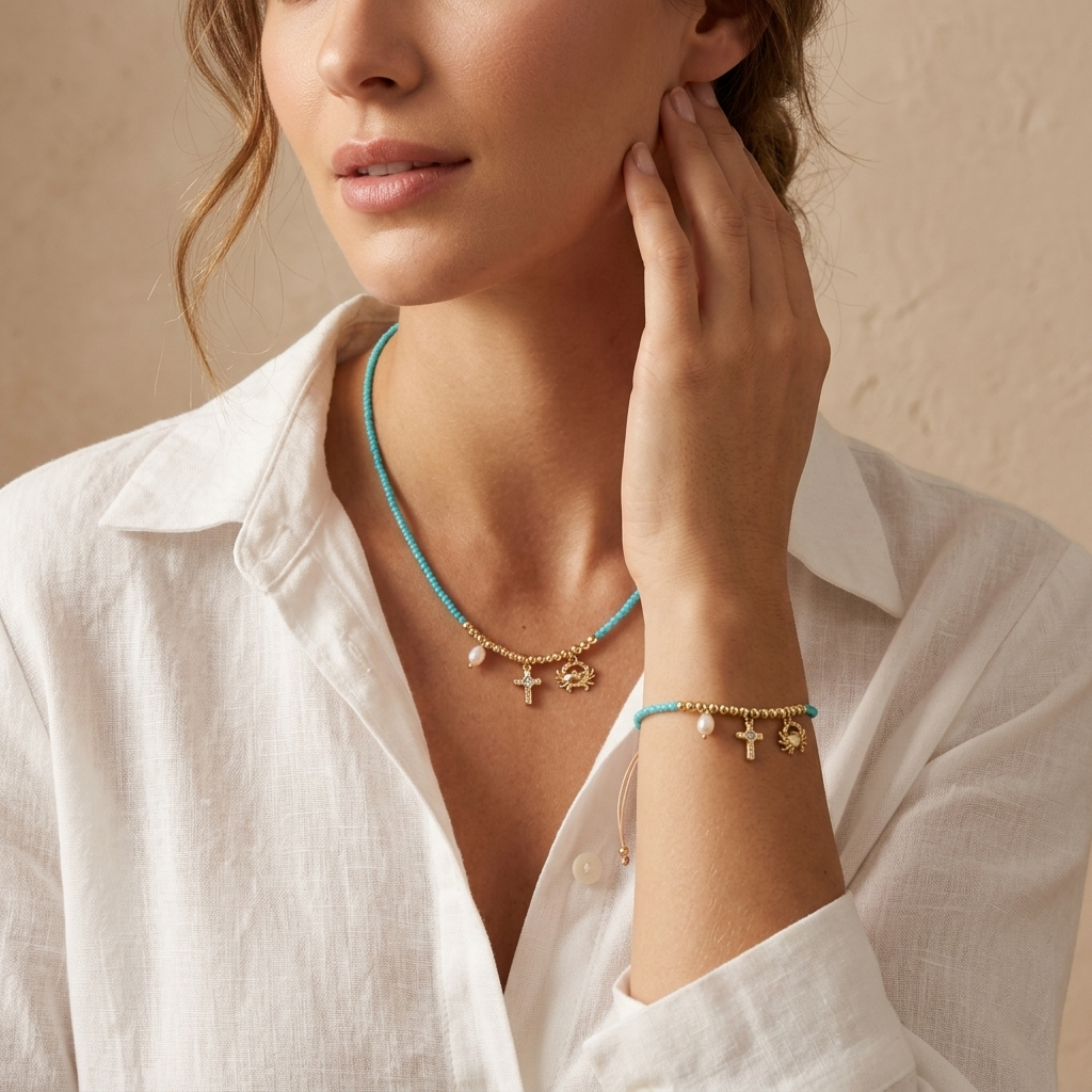 Handmade Customizable Miyuki Beads Necklace With Pearl Brass Pendant
