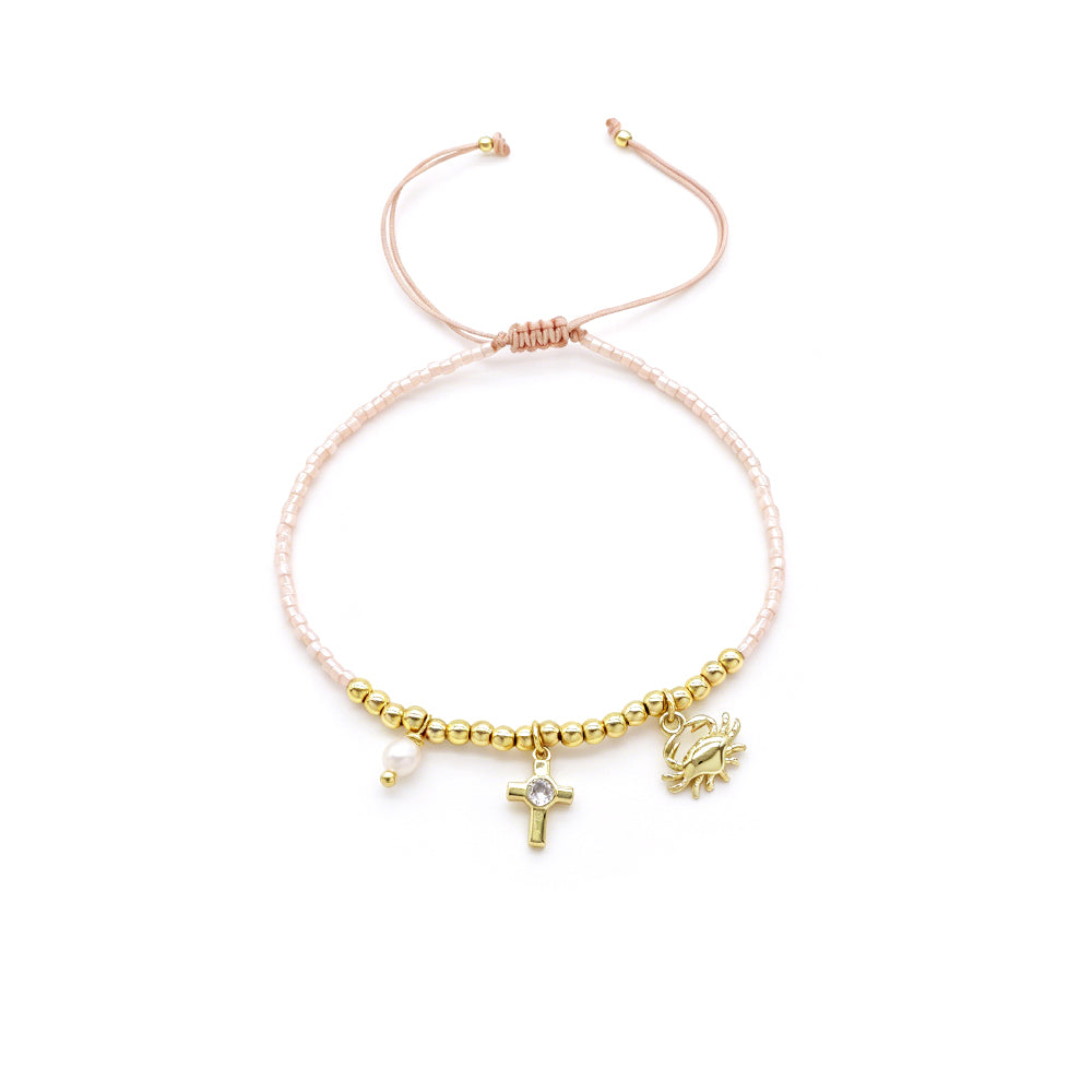 Handmade Customizable Miyuki Beads Bracelet With Pearl Brass Pendant