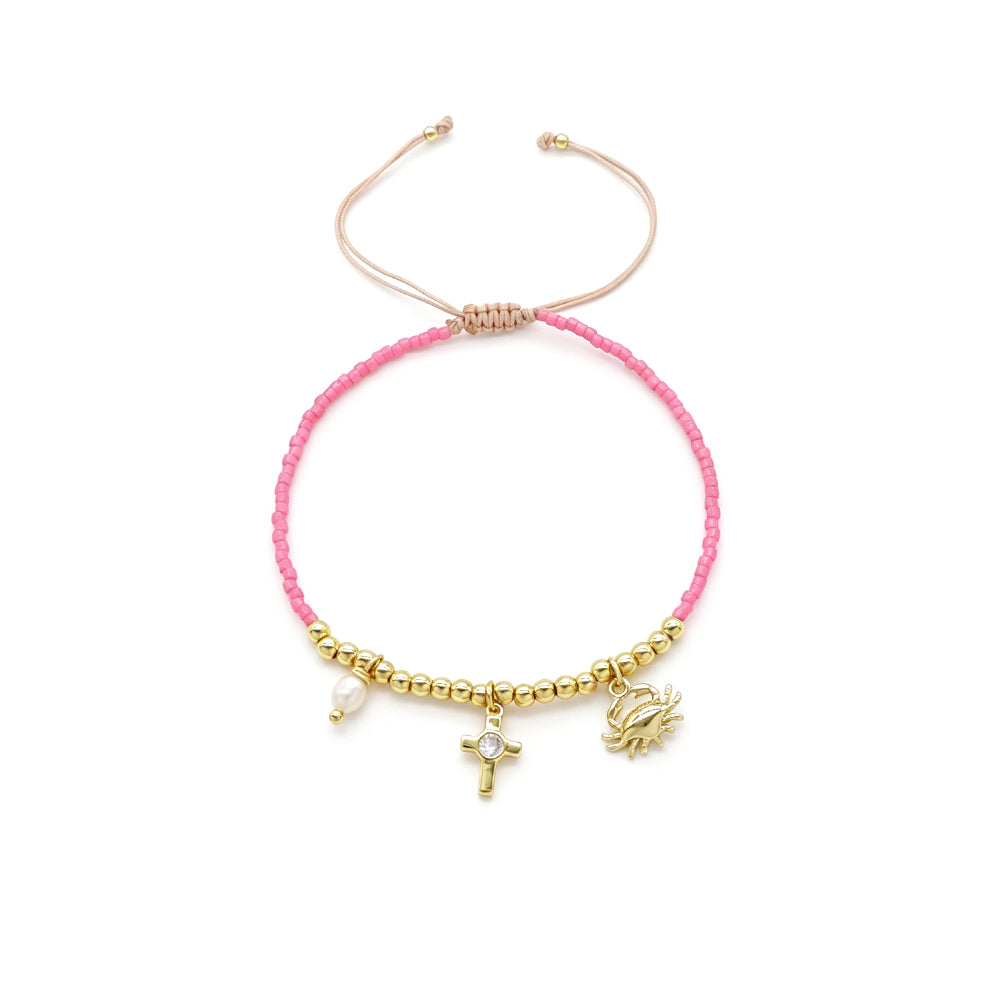 Handmade Customizable Miyuki Beads Bracelet With Pearl Brass Pendant