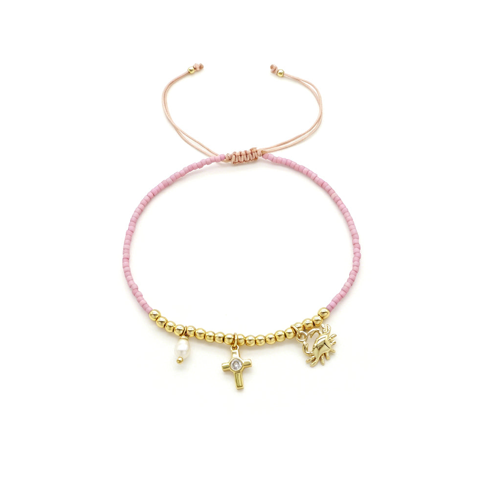 Handmade Customizable Miyuki Beads Bracelet With Pearl Brass Pendant
