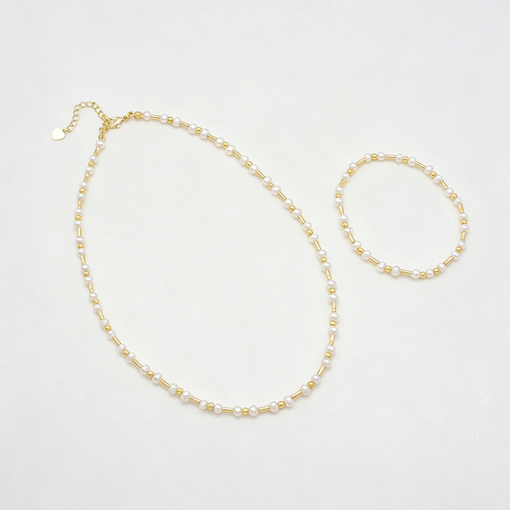 Handmade Customizable Fresh Water Pearl Bracelet Necklace Set