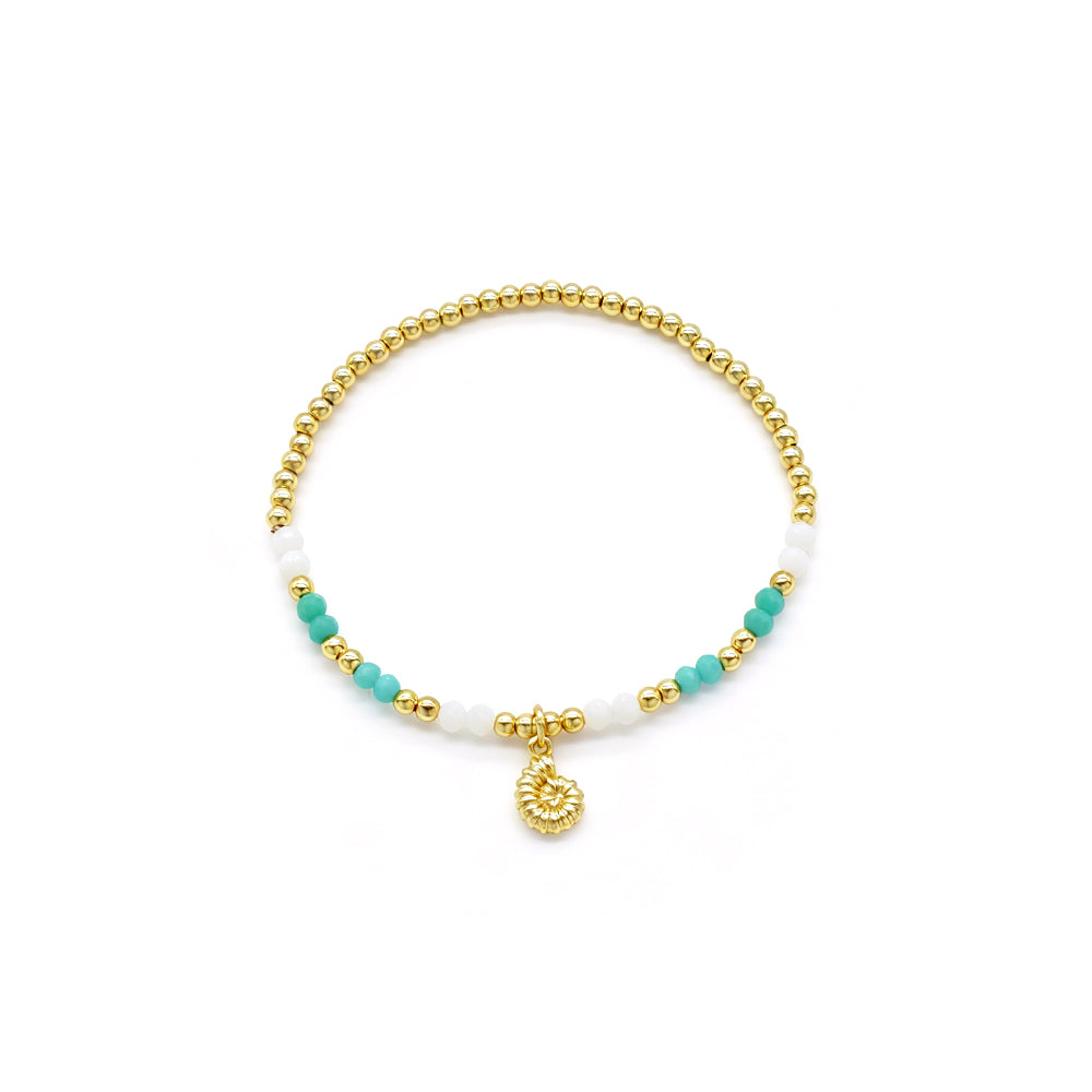 Colorful Handmade Glass Crystal Bracelet With Fish Conch Charm