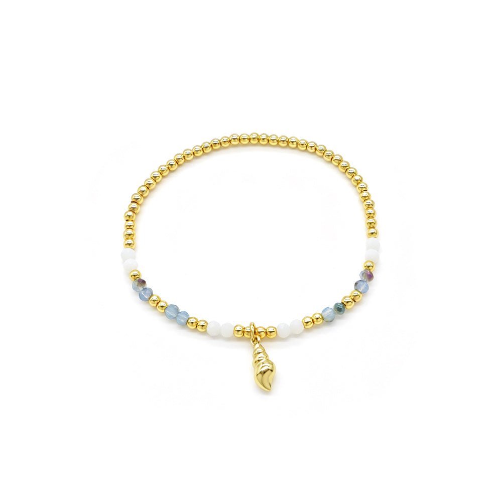 Colorful Handmade Glass Crystal Bracelet With Fish Conch Charm