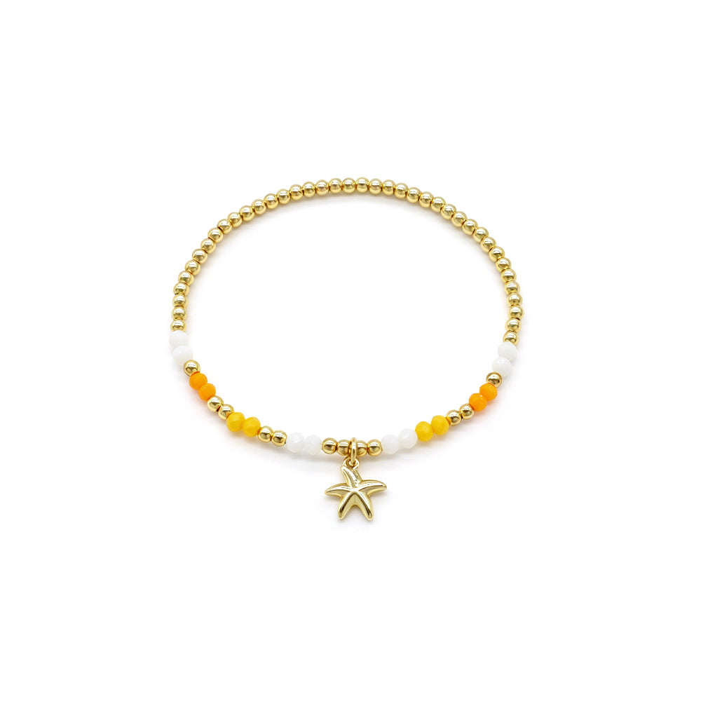 Colorful Handmade Glass Crystal Bracelet With Fish Conch Charm