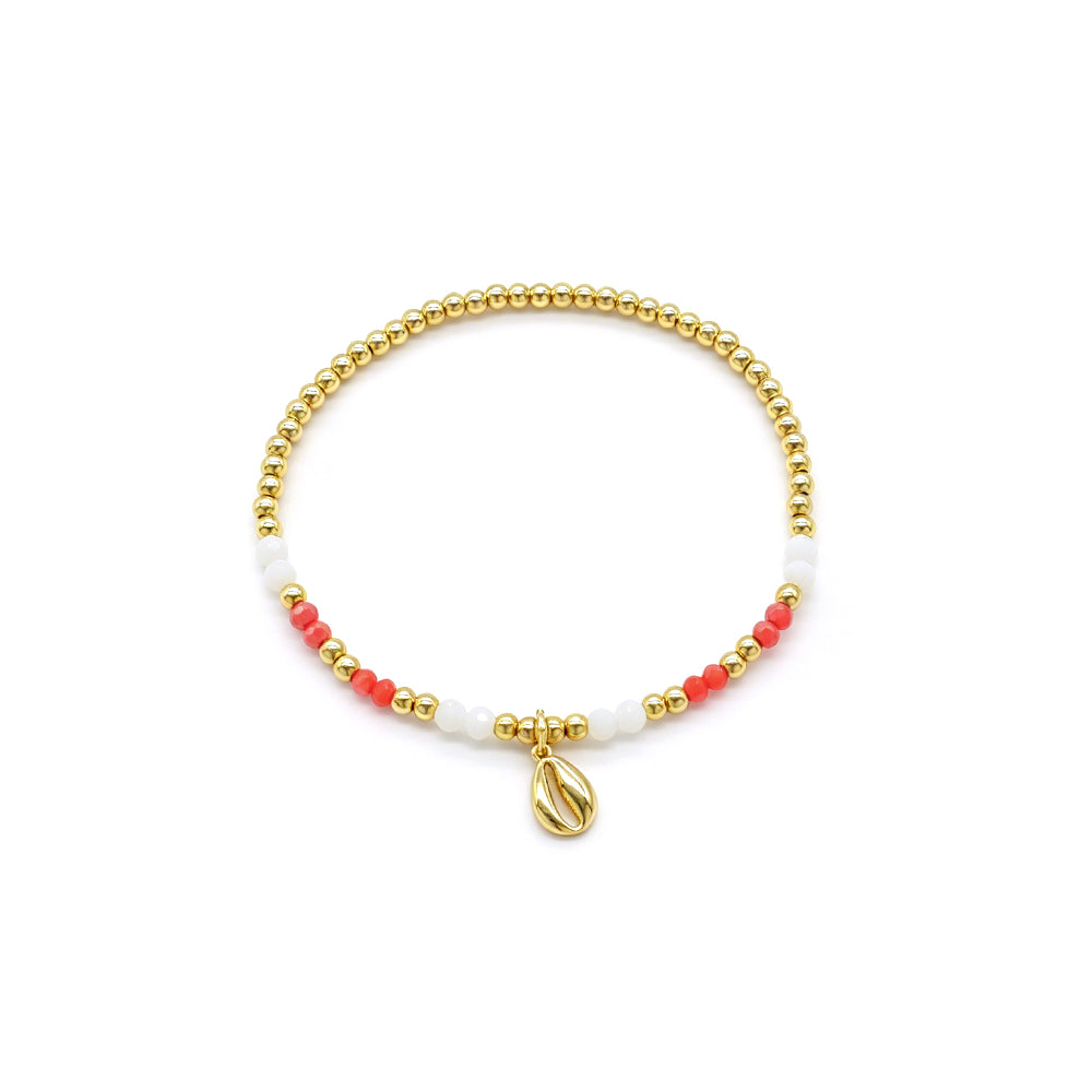 Colorful Handmade Glass Crystal Bracelet With Fish Conch Charm