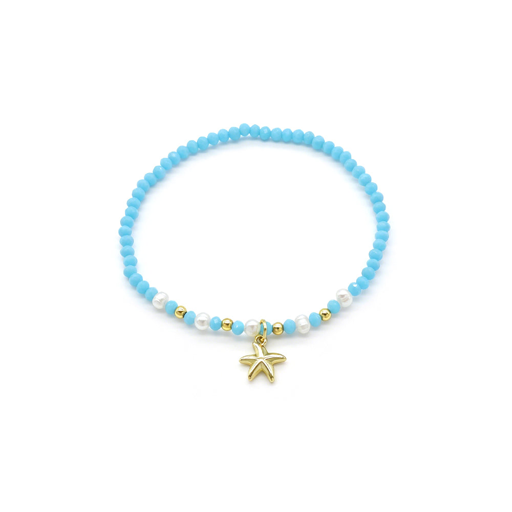 Colorful Handmade Glass Crystal Bracelet With Fish Conch Charm