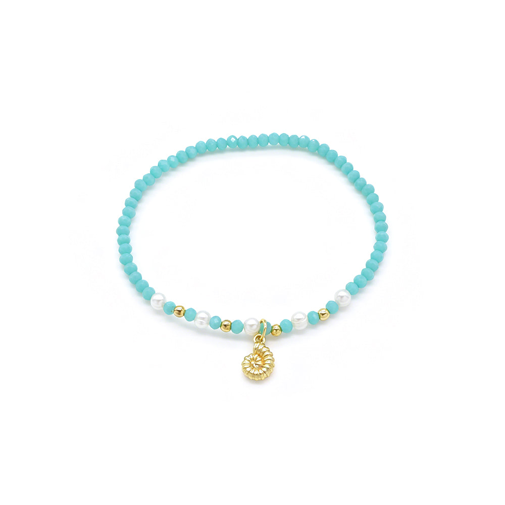 Colorful Handmade Glass Crystal Bracelet With Fish Conch Charm