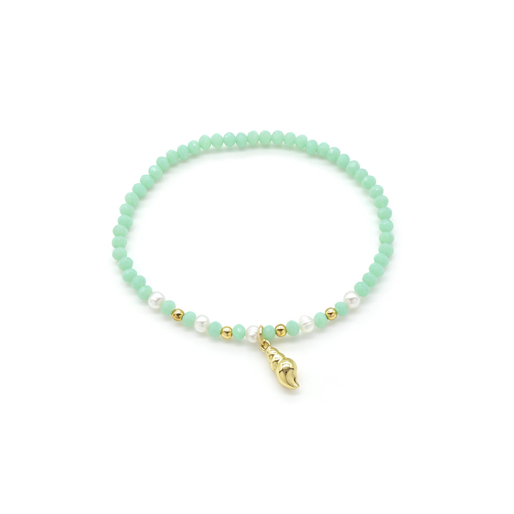 Colorful Handmade Glass Crystal Bracelet With Fish Conch Charm