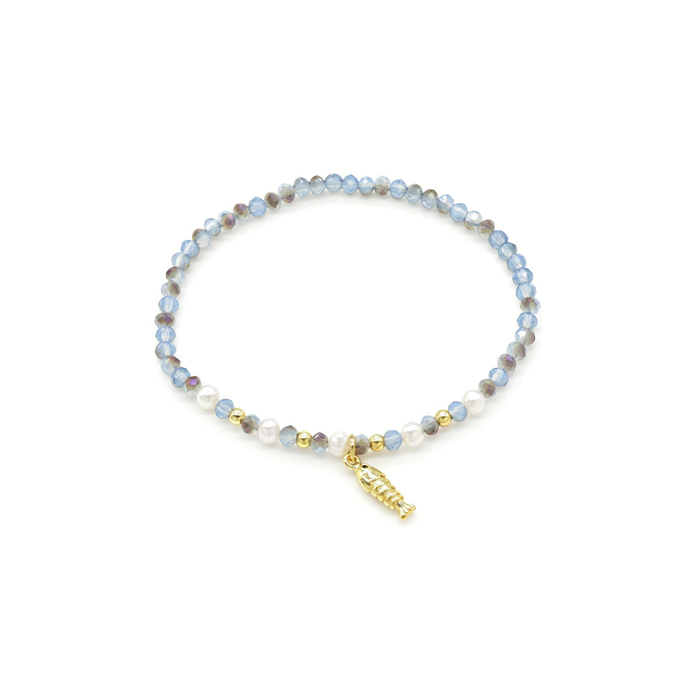 Colorful Handmade Glass Crystal Bracelet With Fish Conch Charm