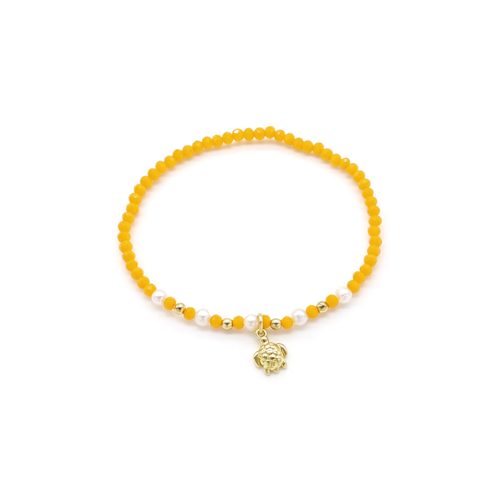 Colorful Handmade Glass Crystal Bracelet With Fish Conch Charm