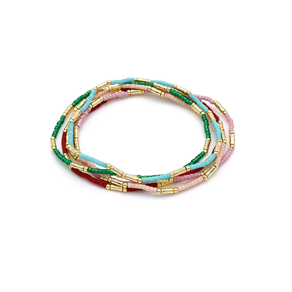 Handmade Multi-colour Miyuki Beads Elastic Bracelet Jewely Set