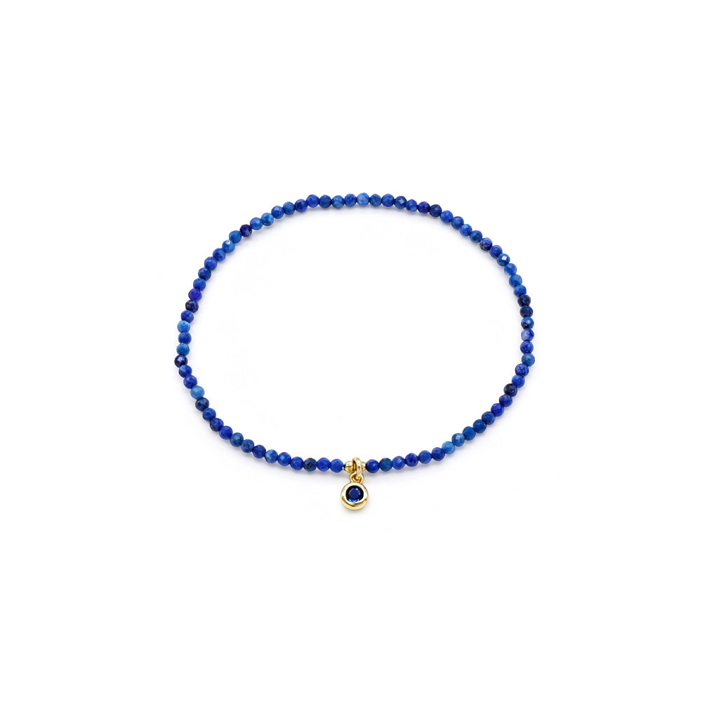 2mm Lapis Turquoise Green Agate Amethyst Stone Beads Bracelet With Brass Charm
