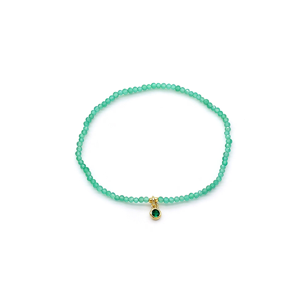 2mm Lapis Turquoise Green Agate Amethyst Stone Beads Bracelet With Brass Charm