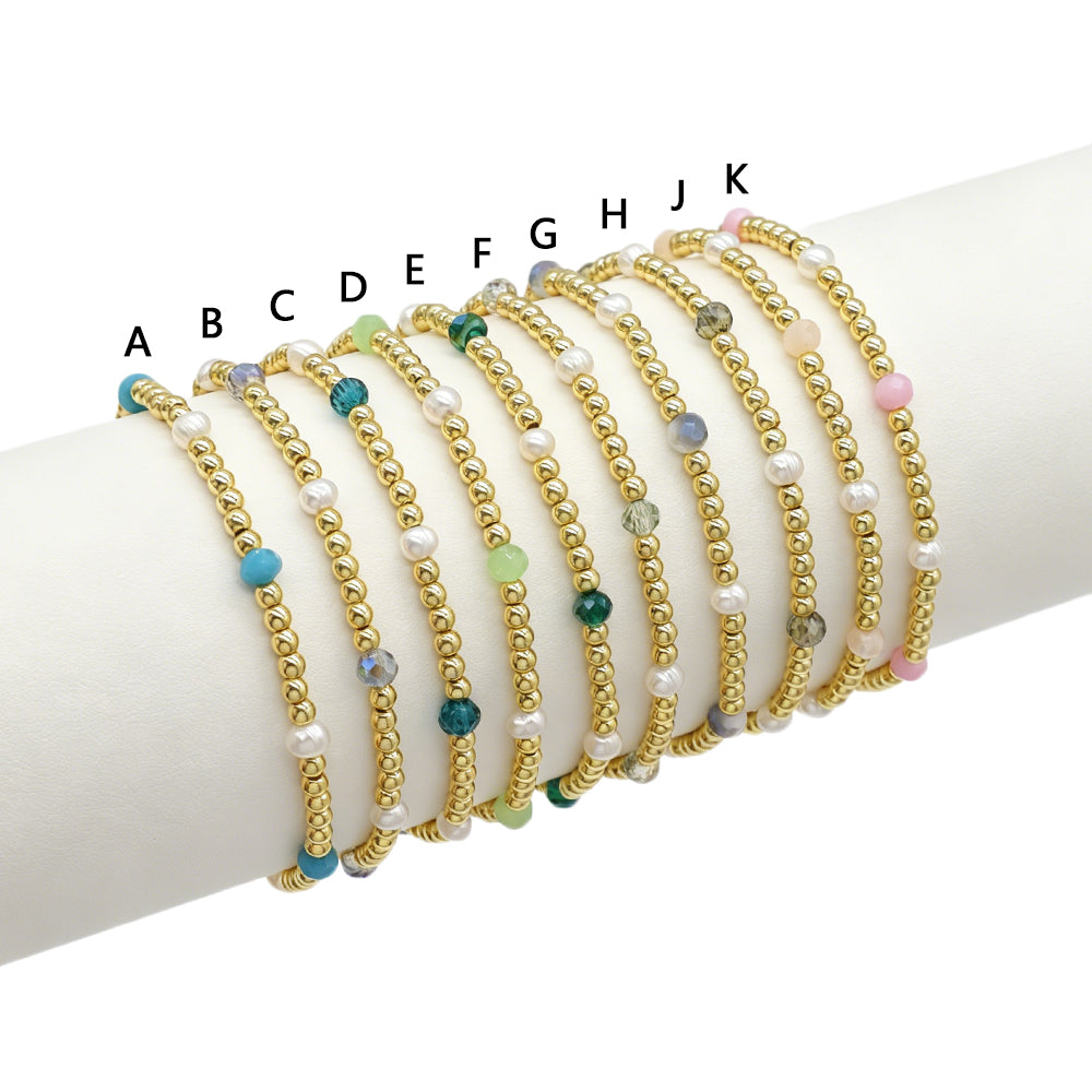 Colorful Handmade Glass Crystal Fresh Water Pearl Bracelet