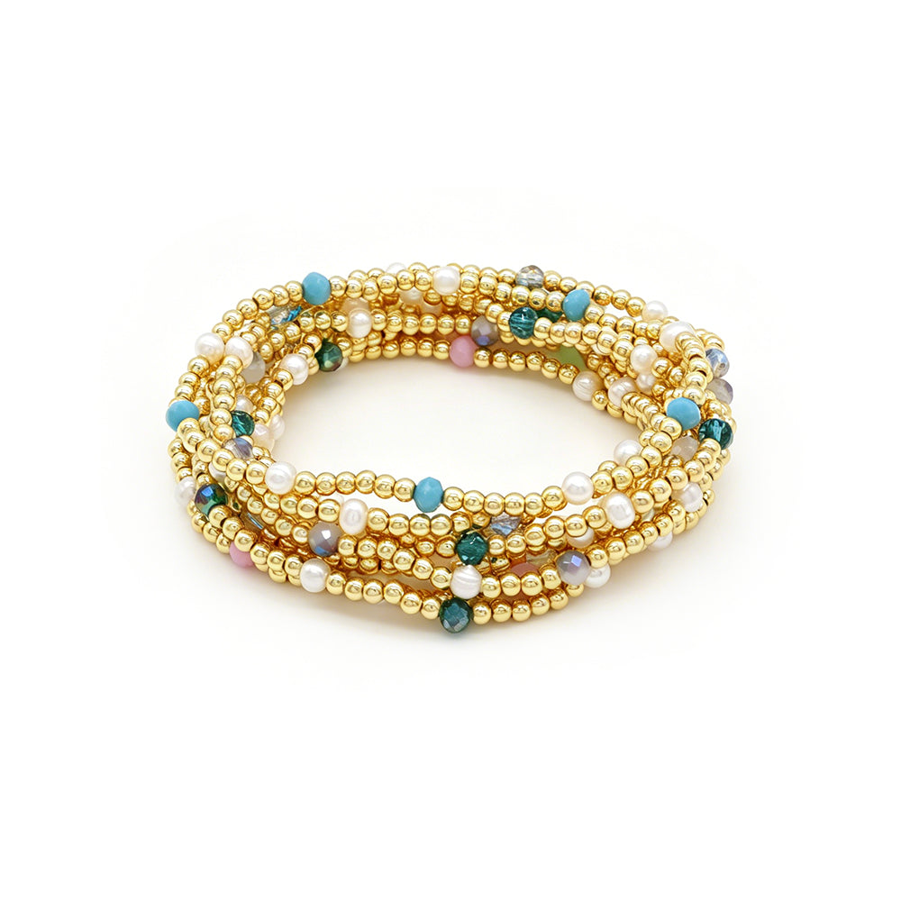 Colorful Handmade Glass Crystal Fresh Water Pearl Bracelet