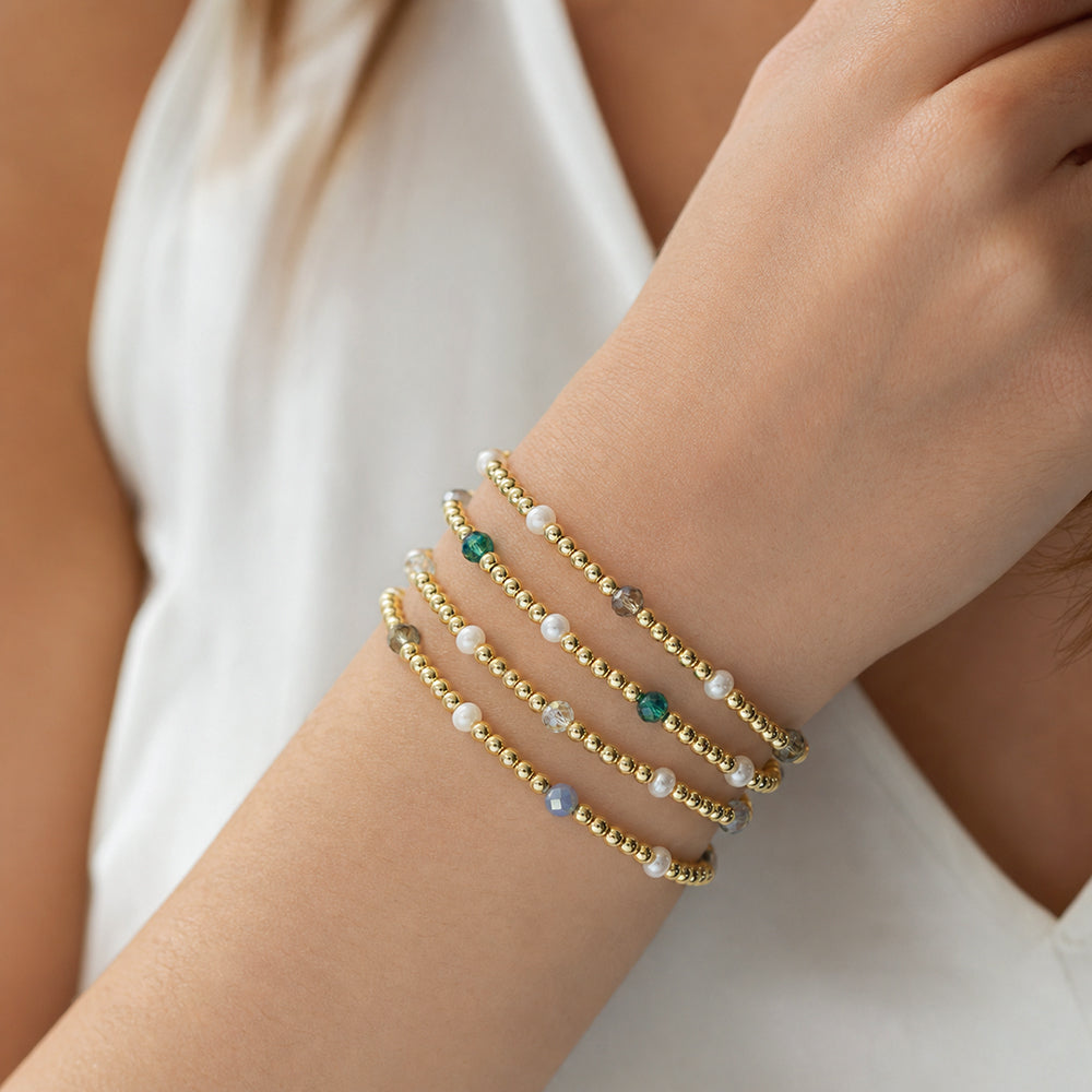 Colorful Handmade Glass Crystal Fresh Water Pearl Bracelet
