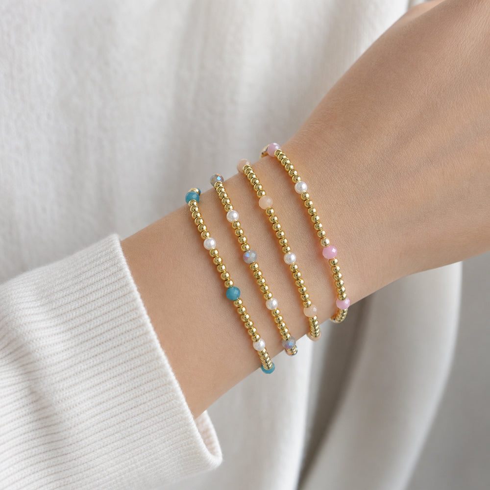 Colorful Handmade Glass Crystal Fresh Water Pearl Bracelet