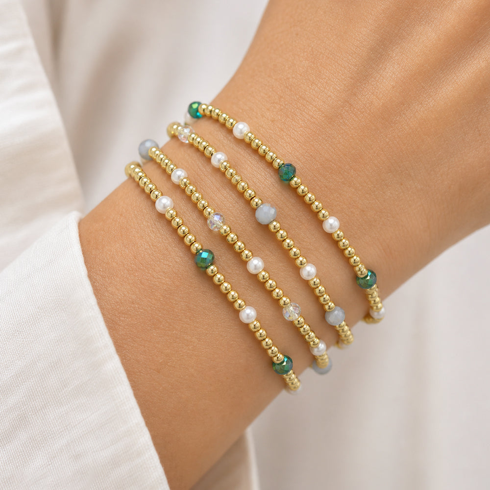 Colorful Handmade Glass Crystal Fresh Water Pearl Bracelet