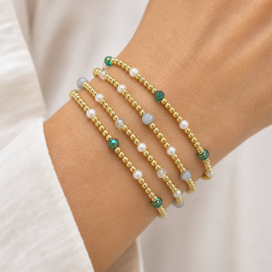 Colorful Handmade Glass Crystal Fresh Water Pearl Bracelet