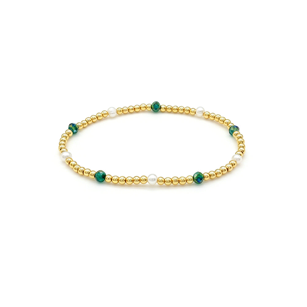 Colorful Handmade Glass Crystal Fresh Water Pearl Bracelet