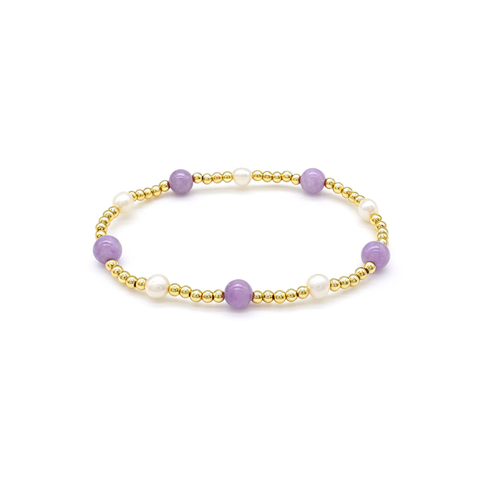 Handmade Smooth Round 6mm Dyed Colorful Natural Stone Fresh Water Pearl Bracelet