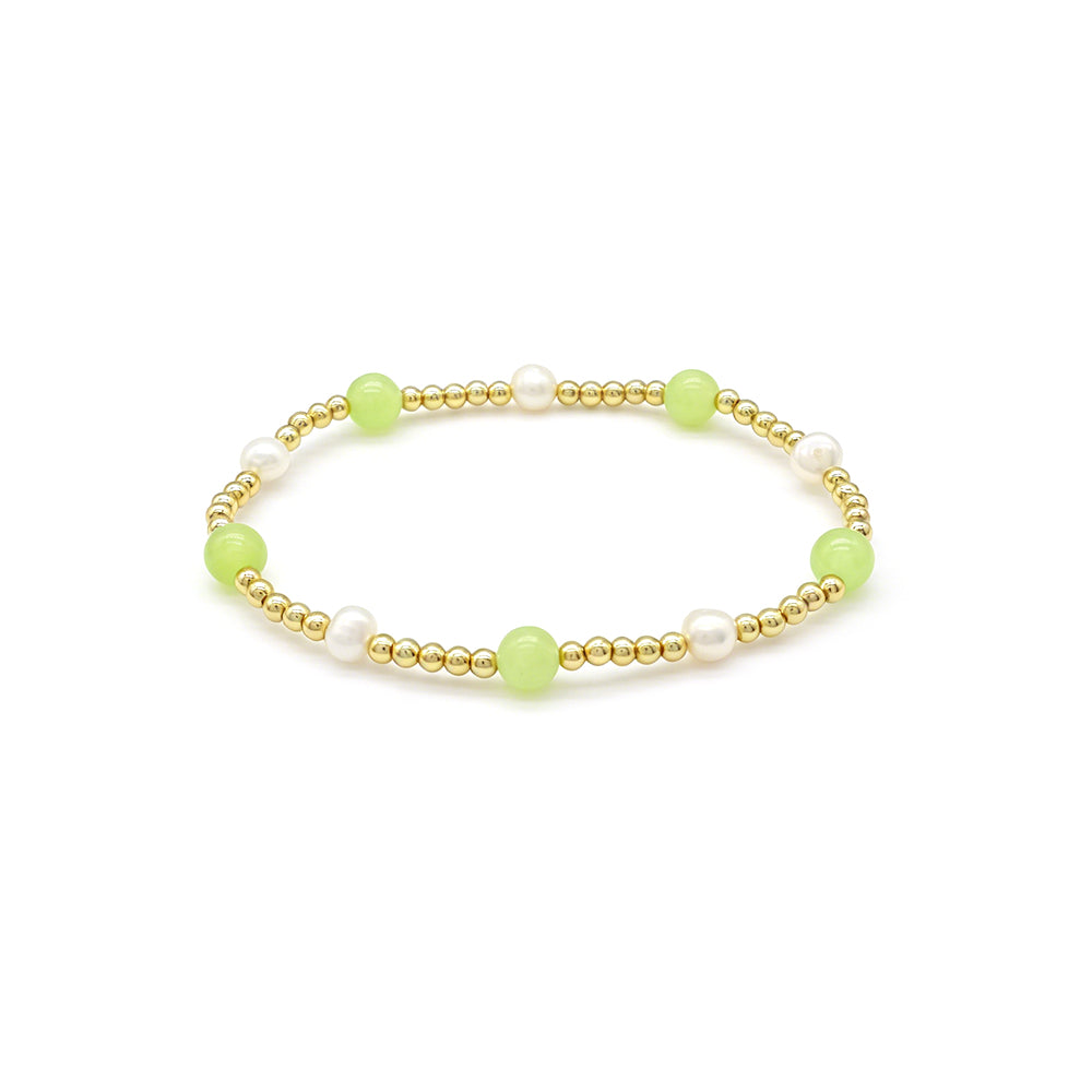 Handmade Smooth Round 6mm Dyed Colorful Natural Stone Fresh Water Pearl Bracelet