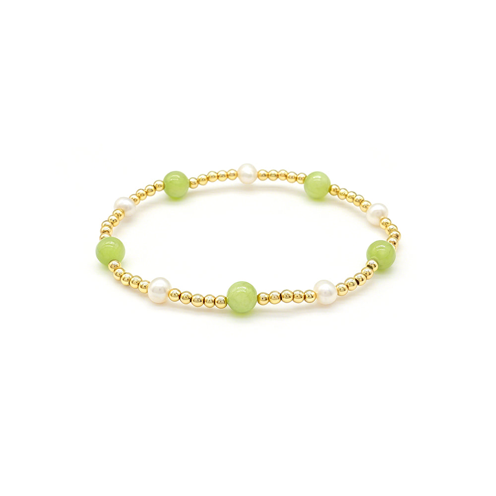 Handmade Smooth Round 6mm Dyed Colorful Natural Stone Fresh Water Pearl Bracelet