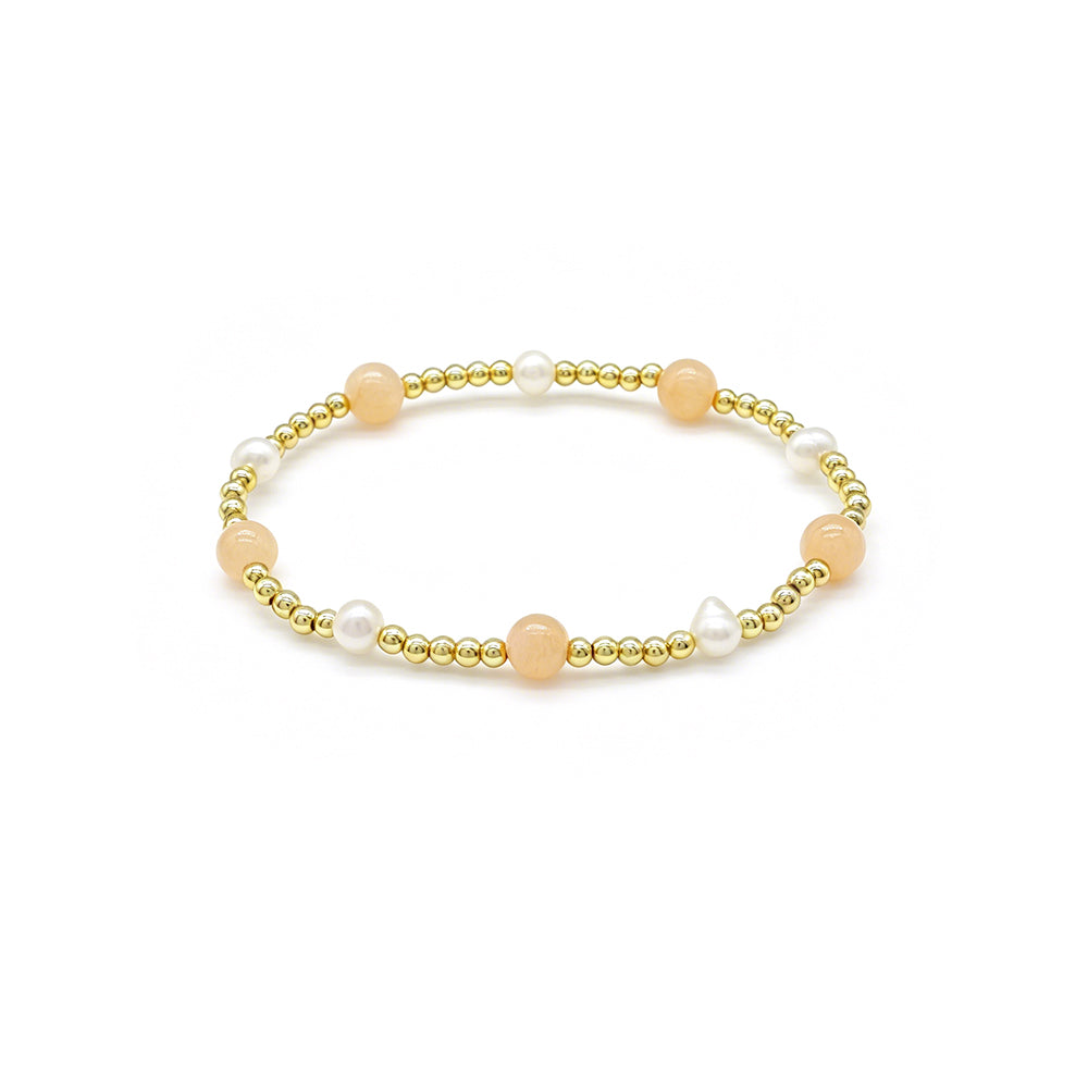 Handmade Smooth Round 6mm Dyed Colorful Natural Stone Fresh Water Pearl Bracelet
