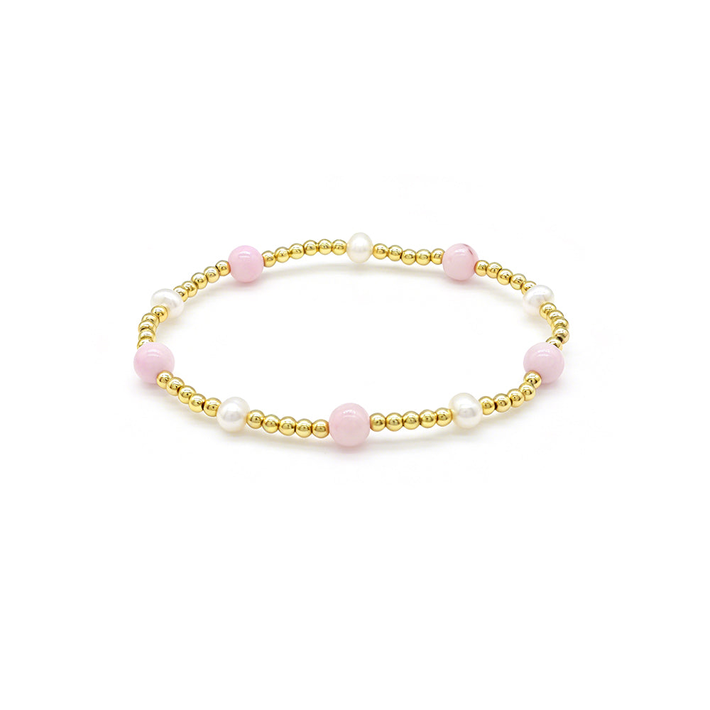 Handmade Smooth Round 6mm Dyed Colorful Natural Stone Fresh Water Pearl Bracelet