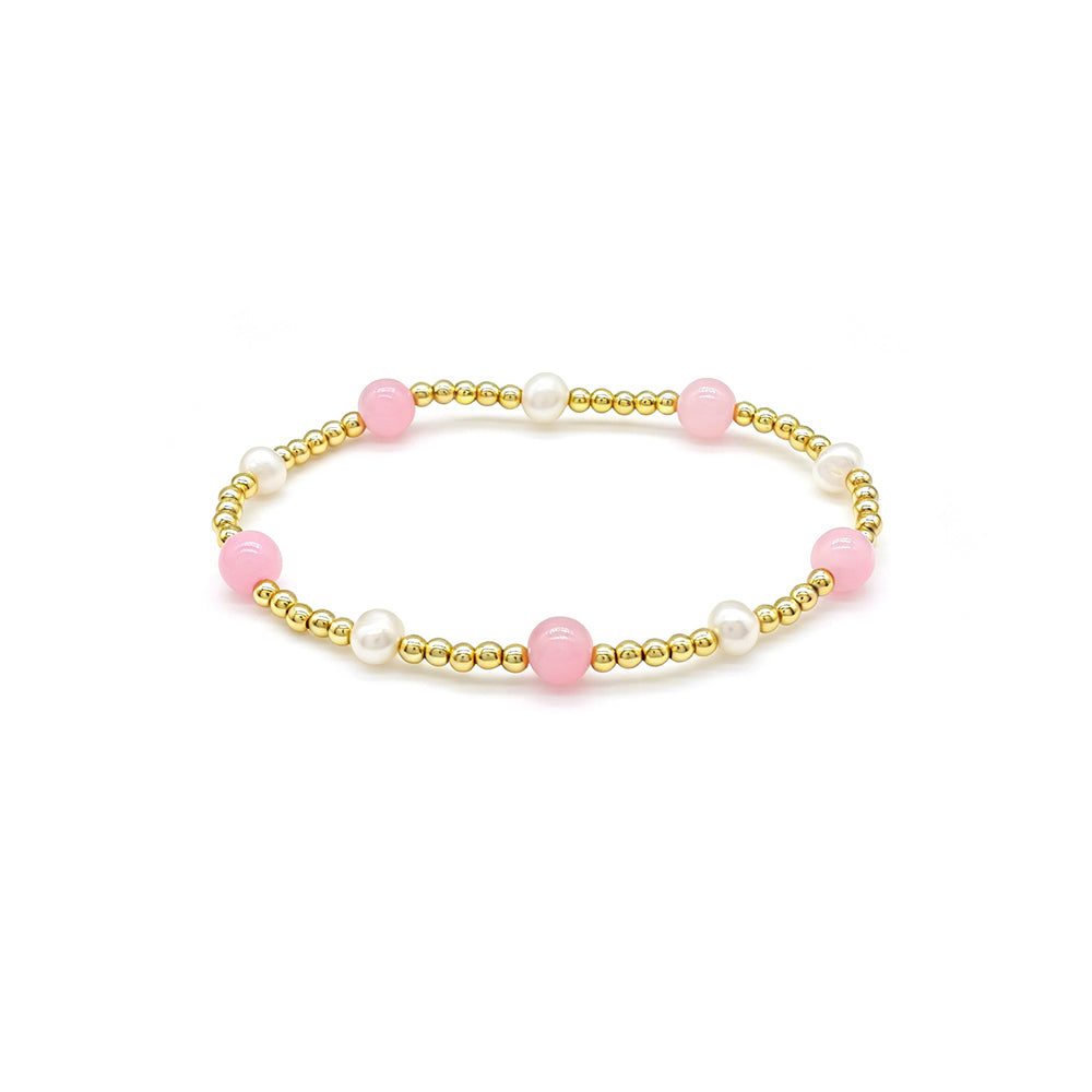 Handmade Smooth Round 6mm Dyed Colorful Natural Stone Fresh Water Pearl Bracelet