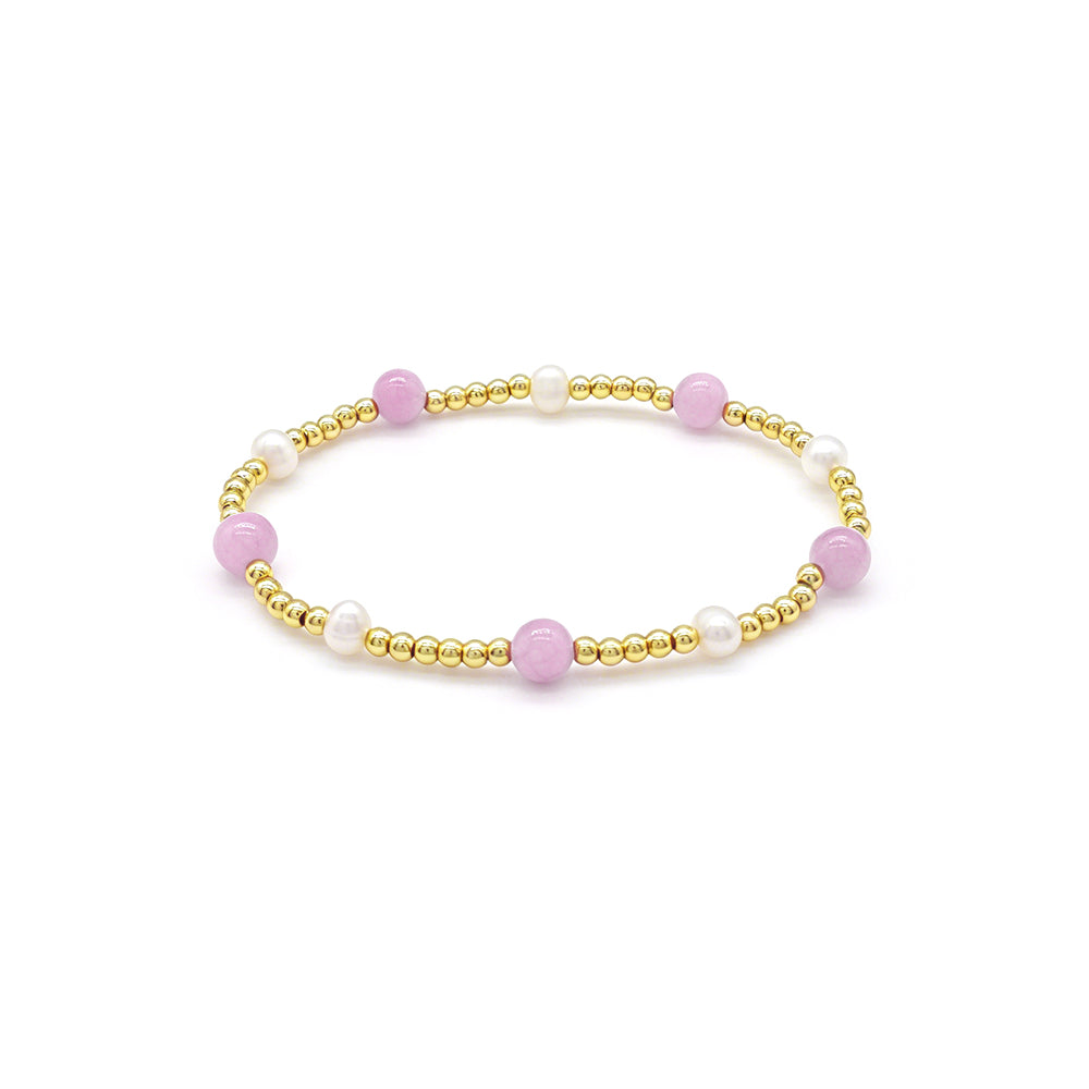Handmade Smooth Round 6mm Dyed Colorful Natural Stone Fresh Water Pearl Bracelet