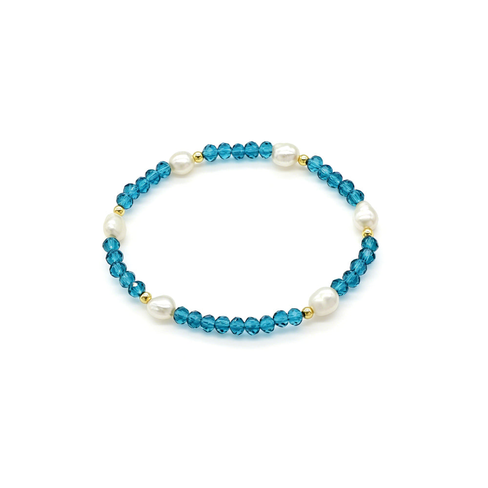Colorful Handmade 4mm Glass Crystal Fresh Water Pearl Bracelet
