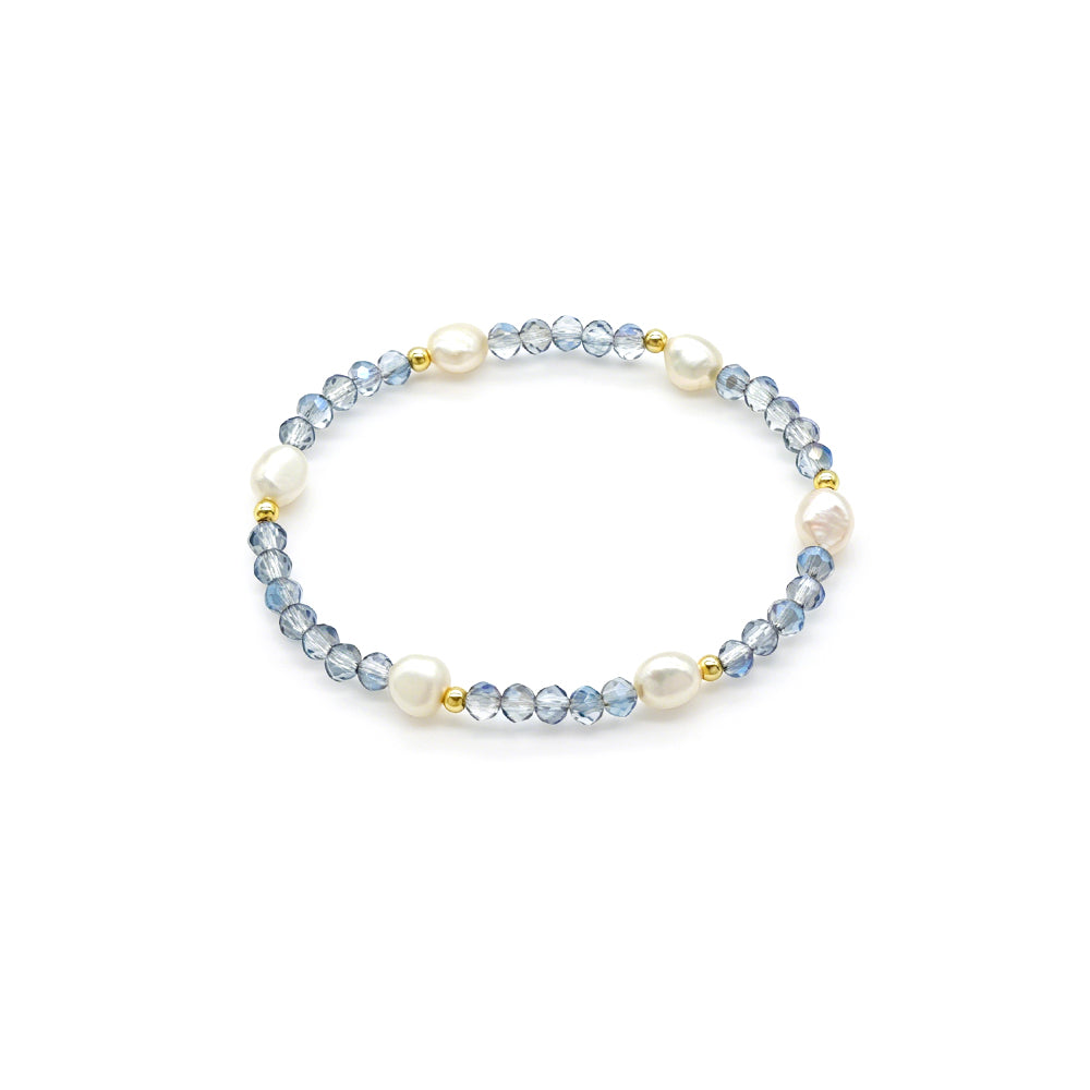 Colorful Handmade 4mm Glass Crystal Fresh Water Pearl Bracelet
