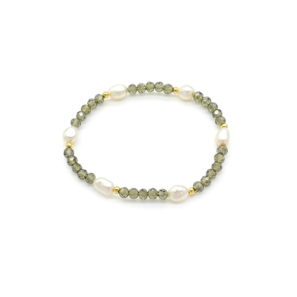 Colorful Handmade 4mm Glass Crystal Fresh Water Pearl Bracelet