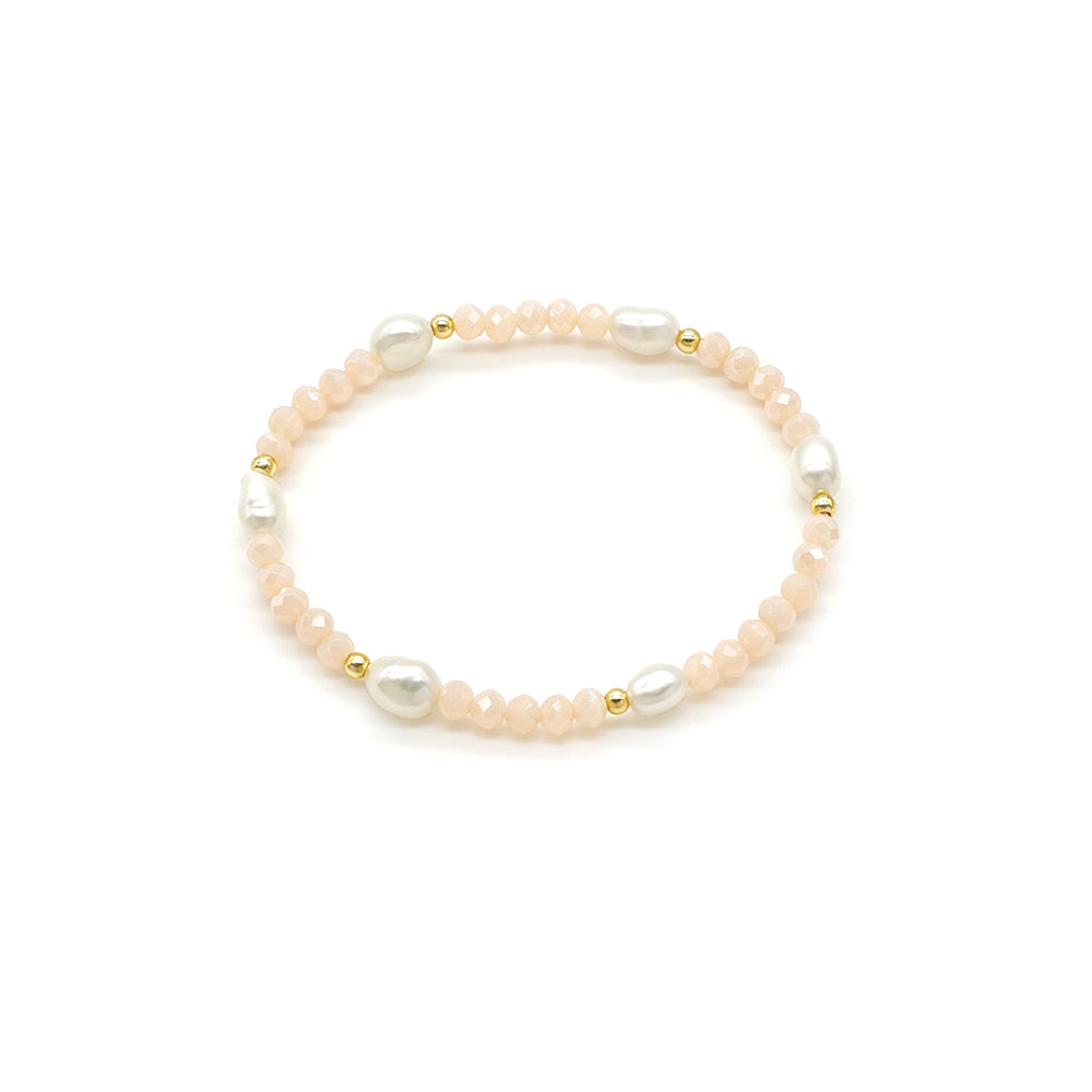 Colorful Handmade 4mm Glass Crystal Fresh Water Pearl Bracelet