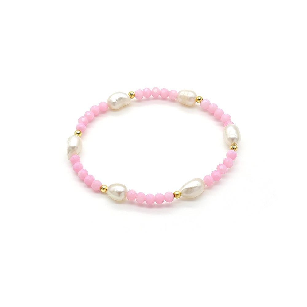 Colorful Handmade 4mm Glass Crystal Fresh Water Pearl Bracelet