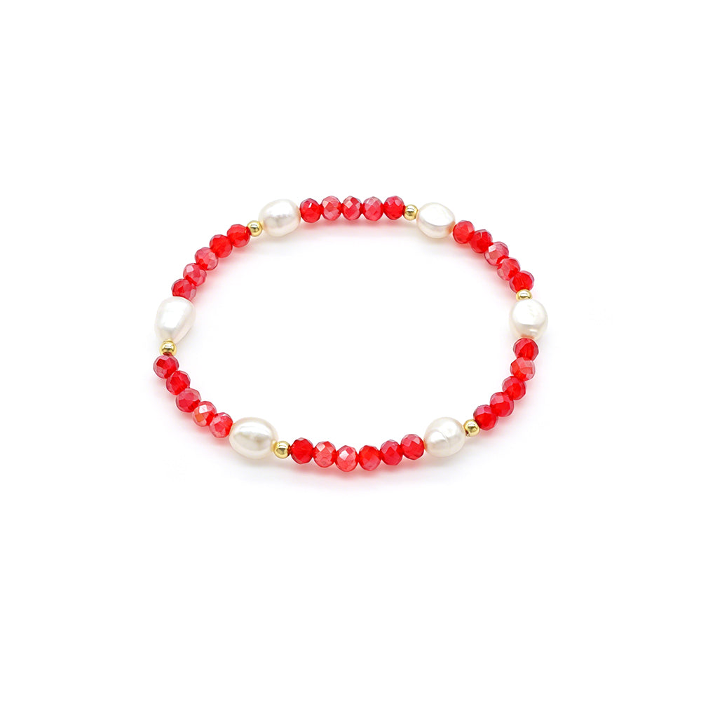 Colorful Handmade 4mm Glass Crystal Fresh Water Pearl Bracelet
