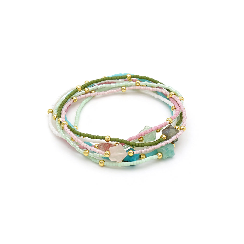 Handmade Natural Stone Star Charm Miyuki Beads Bracelet