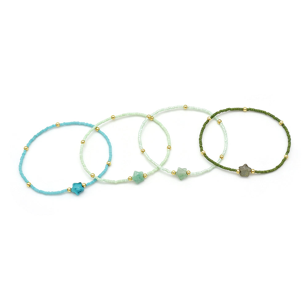 Handmade Natural Stone Star Charm Miyuki Beads Bracelet