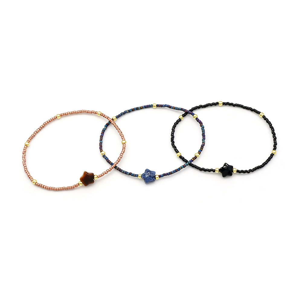 Handmade Natural Stone Star Charm Miyuki Beads Bracelet