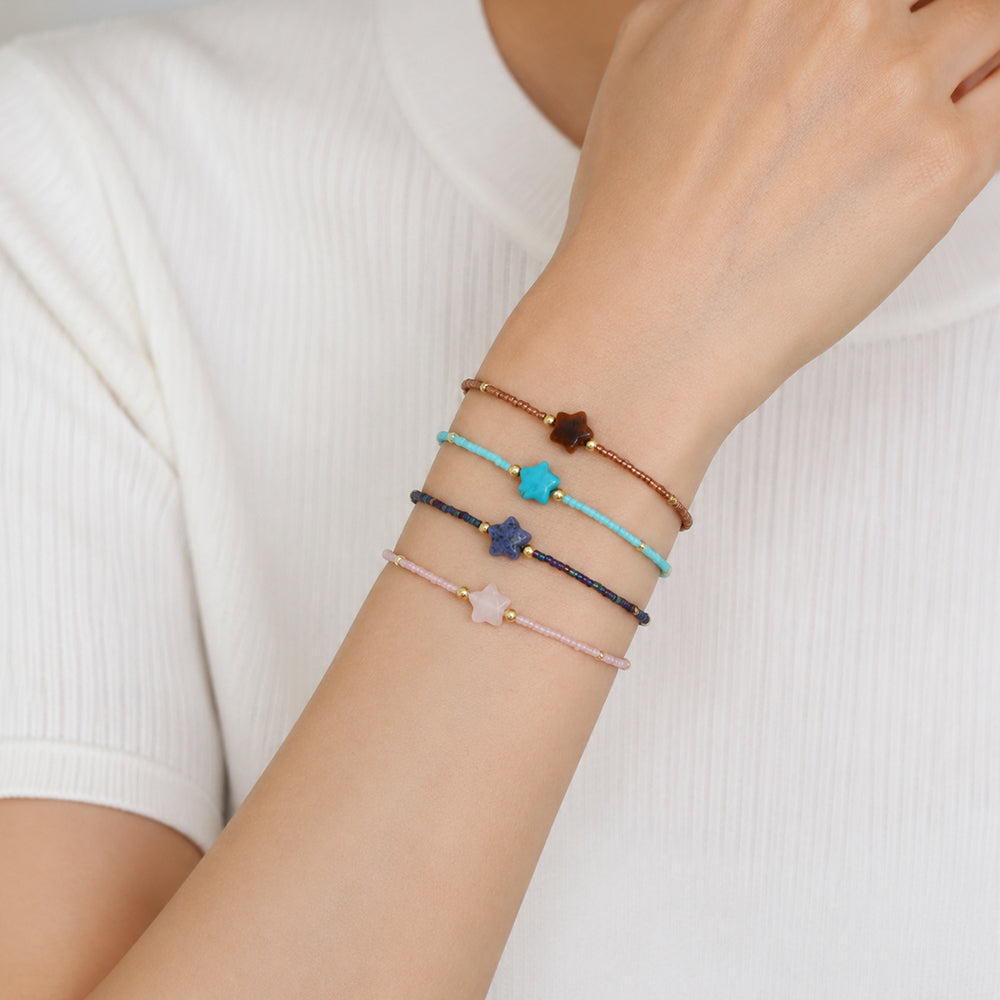 Handmade Natural Stone Star Charm Miyuki Beads Bracelet