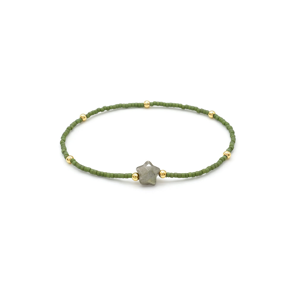 Handmade Natural Stone Star Charm Miyuki Beads Bracelet