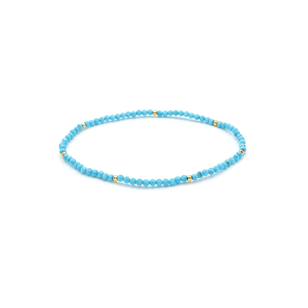 2mm Turquoise Green Agate Amazonite Tourmaline Stone Beads Elastic Bracelet